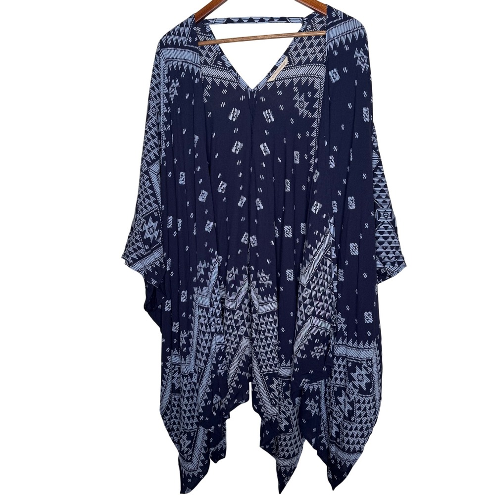 Soft Surroundings‎ Kimono Cover Up Aztec Print Boho Chic Lightweight